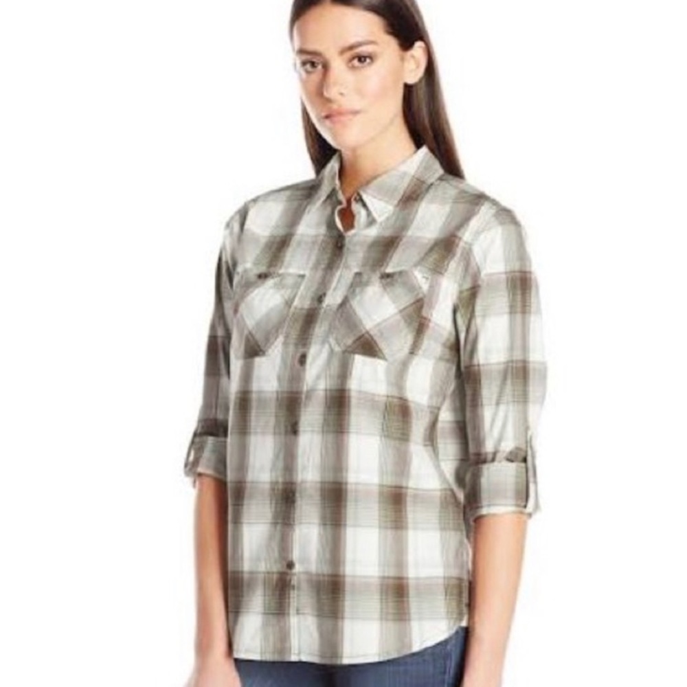 Carhartt Long sleeve plaid button down Top, Size M